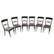 Set de 6 chaises salle à manger Mid Century laque noire peluche imprimé léopard