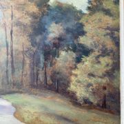 Tableau ancien paysage de forêt signé S.Gautier