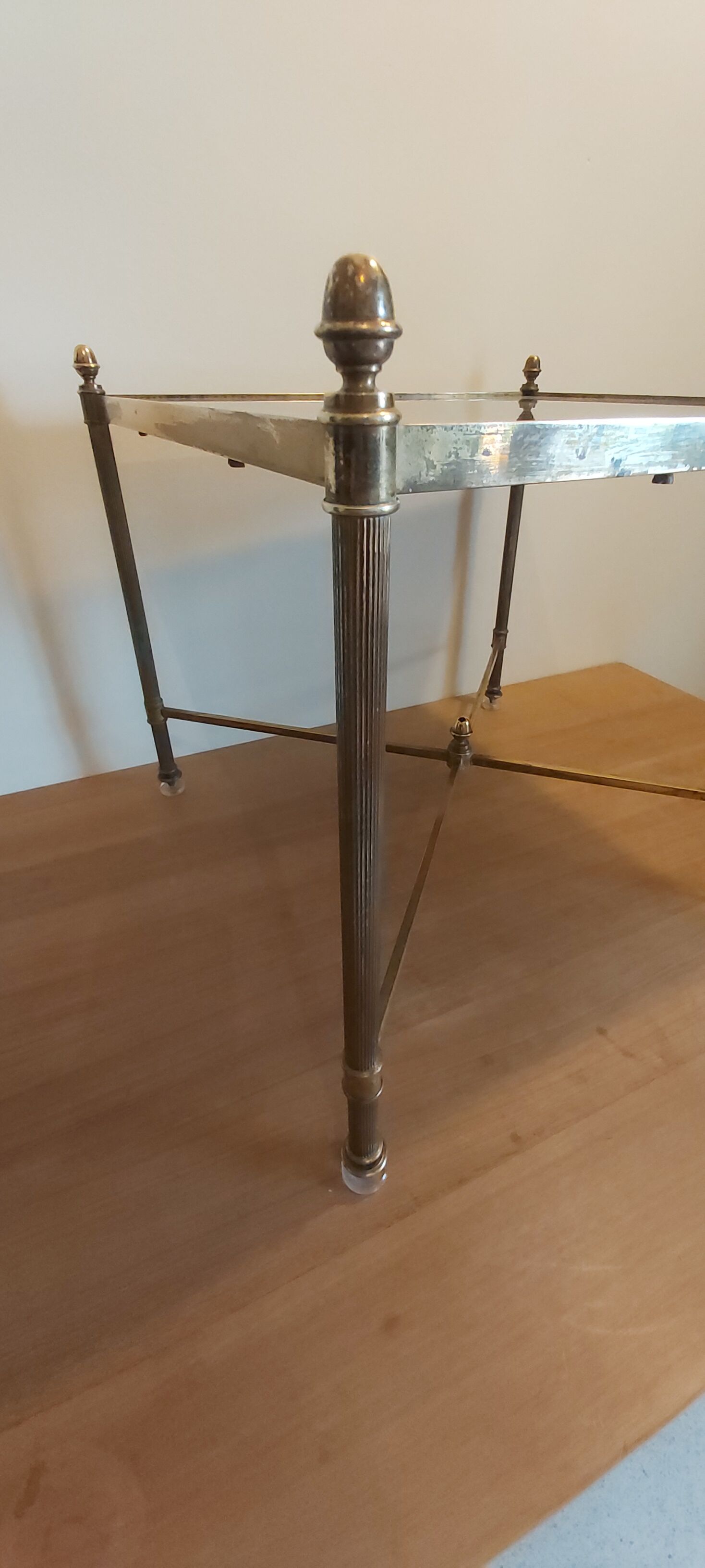 Table basse néoclassique 1960 laiton doré