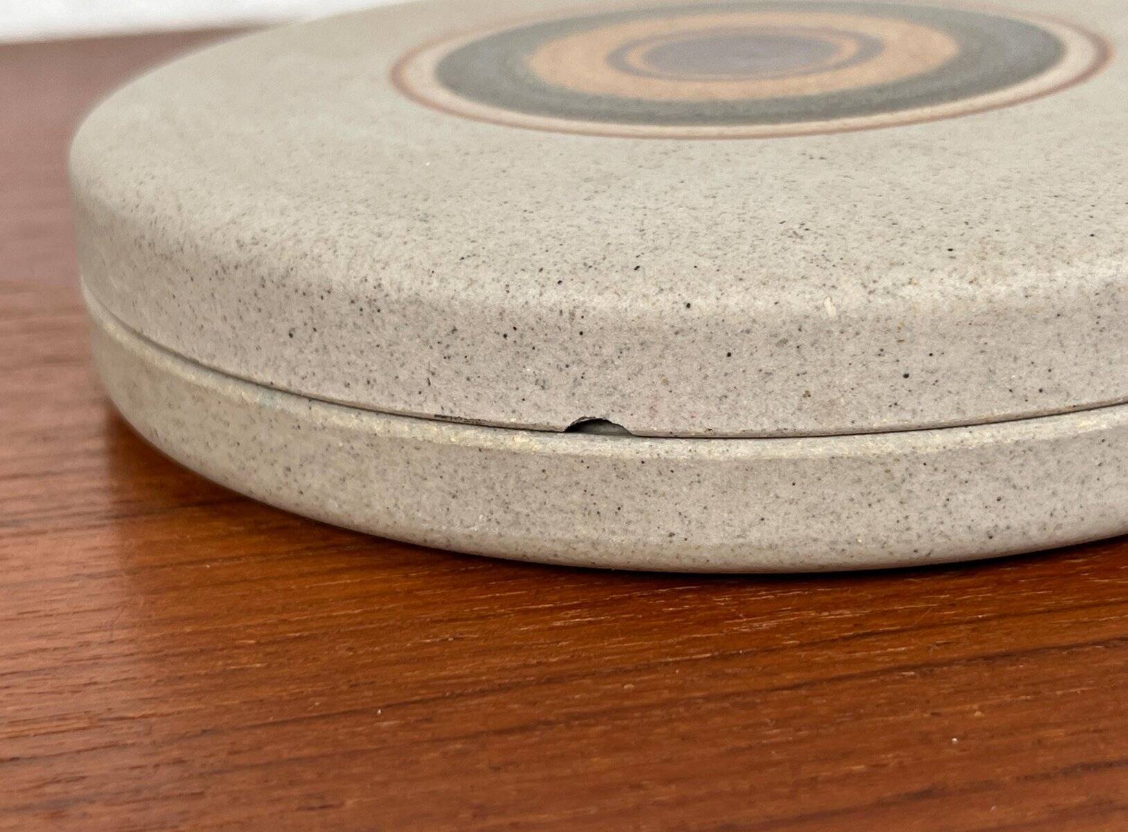 Vintage stoneware bowl with lid by Tove Rappold for Knabstrup, Denmark, 1970s.