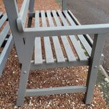 Pair of old wooden park garden benches