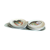 12 flat plates and large tray Fish seafood earthenware Pornic France 60s