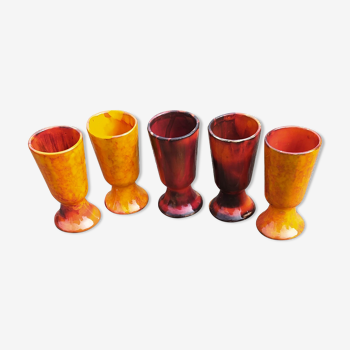 Series of 5 mazagrans in flammed ceramic