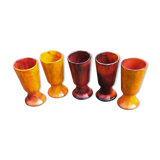 Series of 5 mazagrans in flammed ceramic