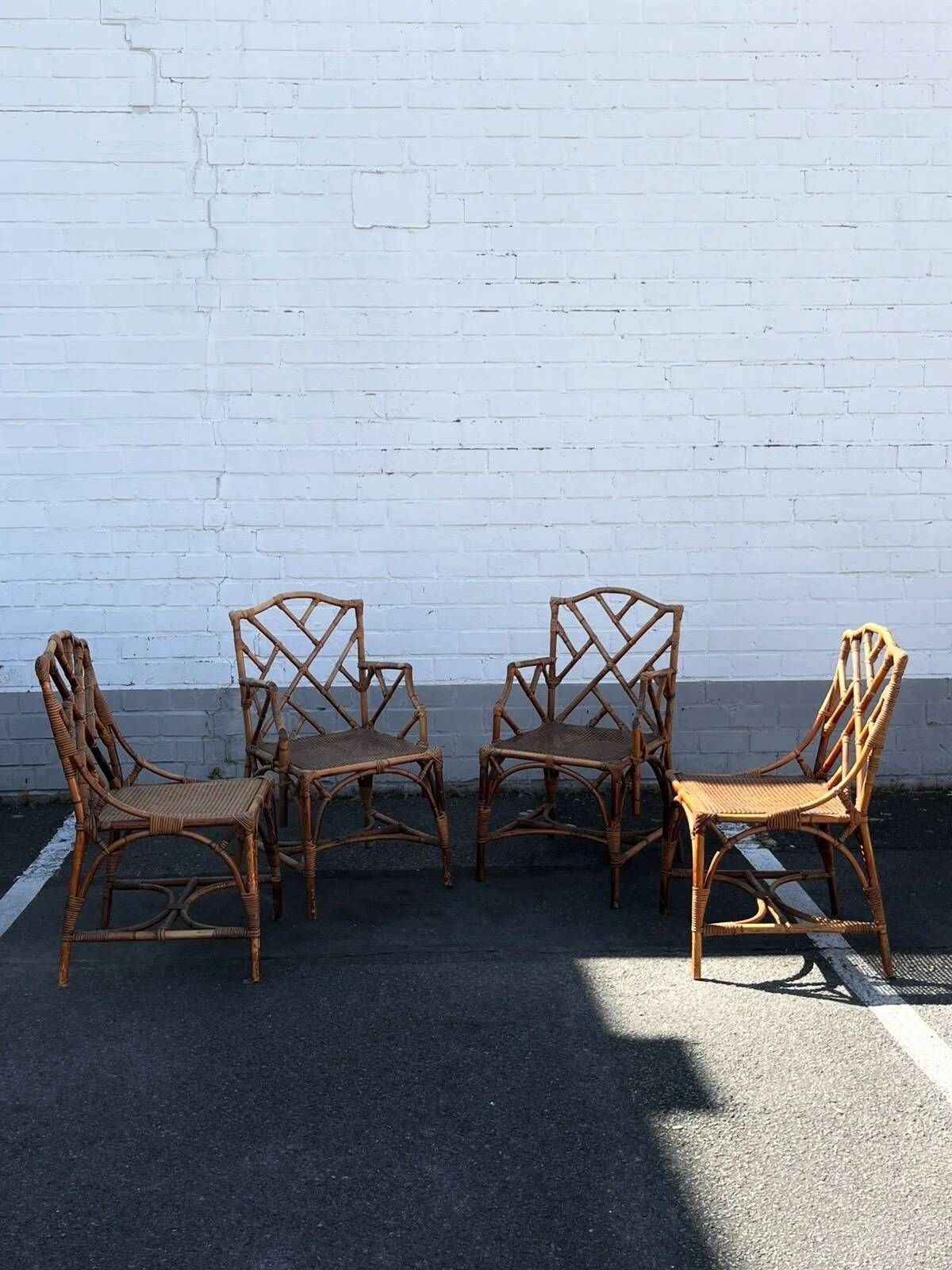 Vintage bamboo dining set in Chippendale style, Italy, year