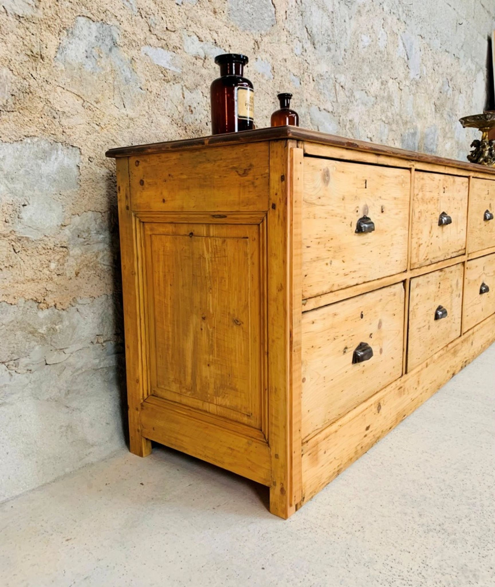 Large Antique Craft Furniture 300 cm Grocery Buffet Vintage 1920