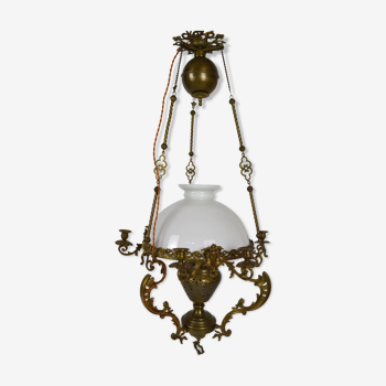 Napoleon III monte-drop chandelier in bronze and brass