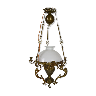 Napoleon III monte-drop chandelier in bronze and brass