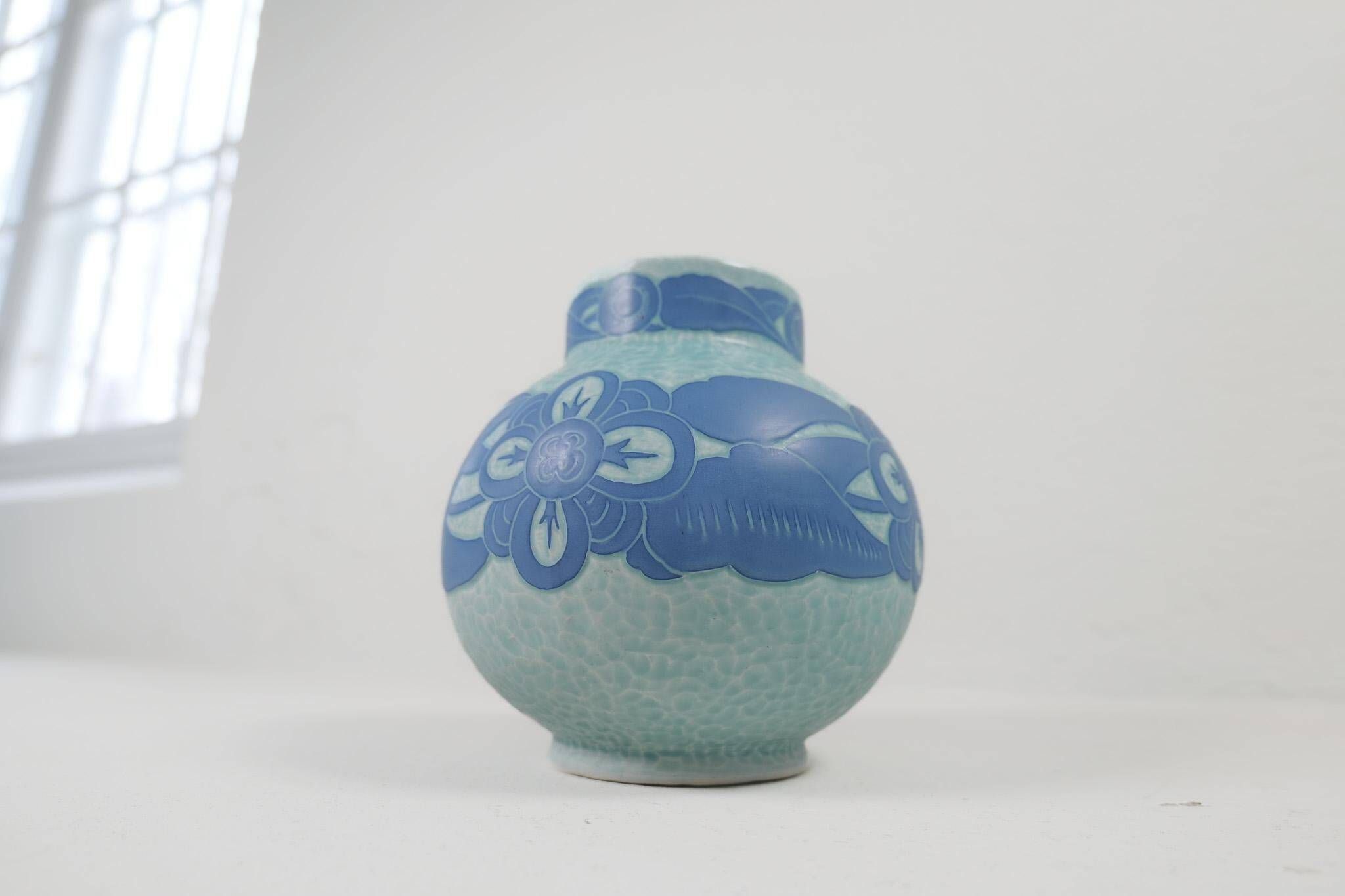 Vase Art Déco Gustavsberg Sgraffito Josef Ekberg, Suède, 1922