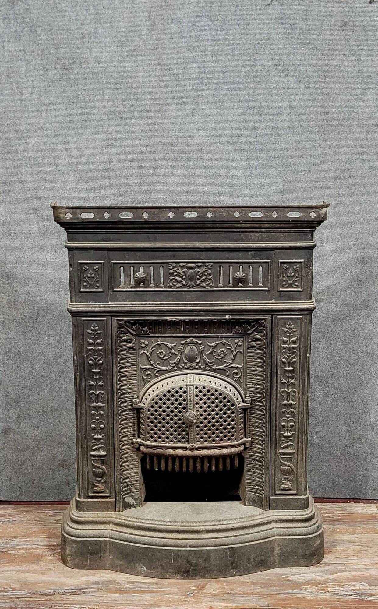 Napoleon III period cast iron fireplace mantel or front circa 1880