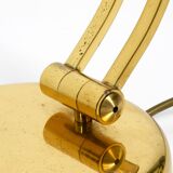 Huge 1970s brass table lamp with adjustable neck and shade from Hillebrand