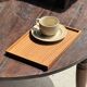 Rectangular solid teak plateau with carved edges 27x18.