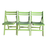 3 wooden folding chairs