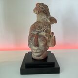 Statue / replica head of the Mayan king pakal janaab vintage 70s