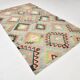 6x10 Light Blue & Green Goemetric Kilim Rug, Handmade Wool Bedroom Carpet