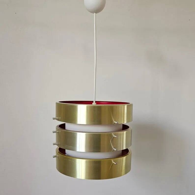 Rare Midcentury Pendant in style of Jo Hammerborg, Denmark, 1970s