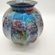 Vase lacquer line blue iridescent Jean Noël Bouillet