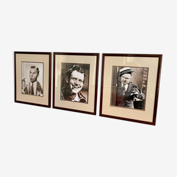 Set of three framed old photos, Gallery stamp