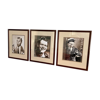 Set of three framed old photos, Gallery stamp