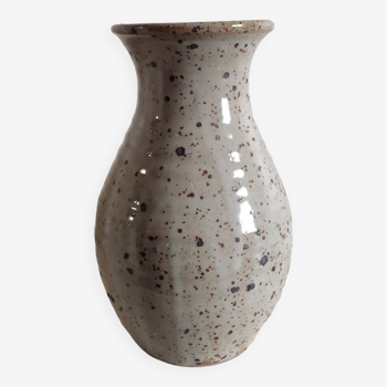 Vase grès gris pyrité