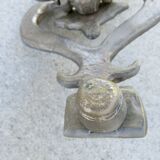 Impressive door knocker from the High Middle Ages in solid bronze.