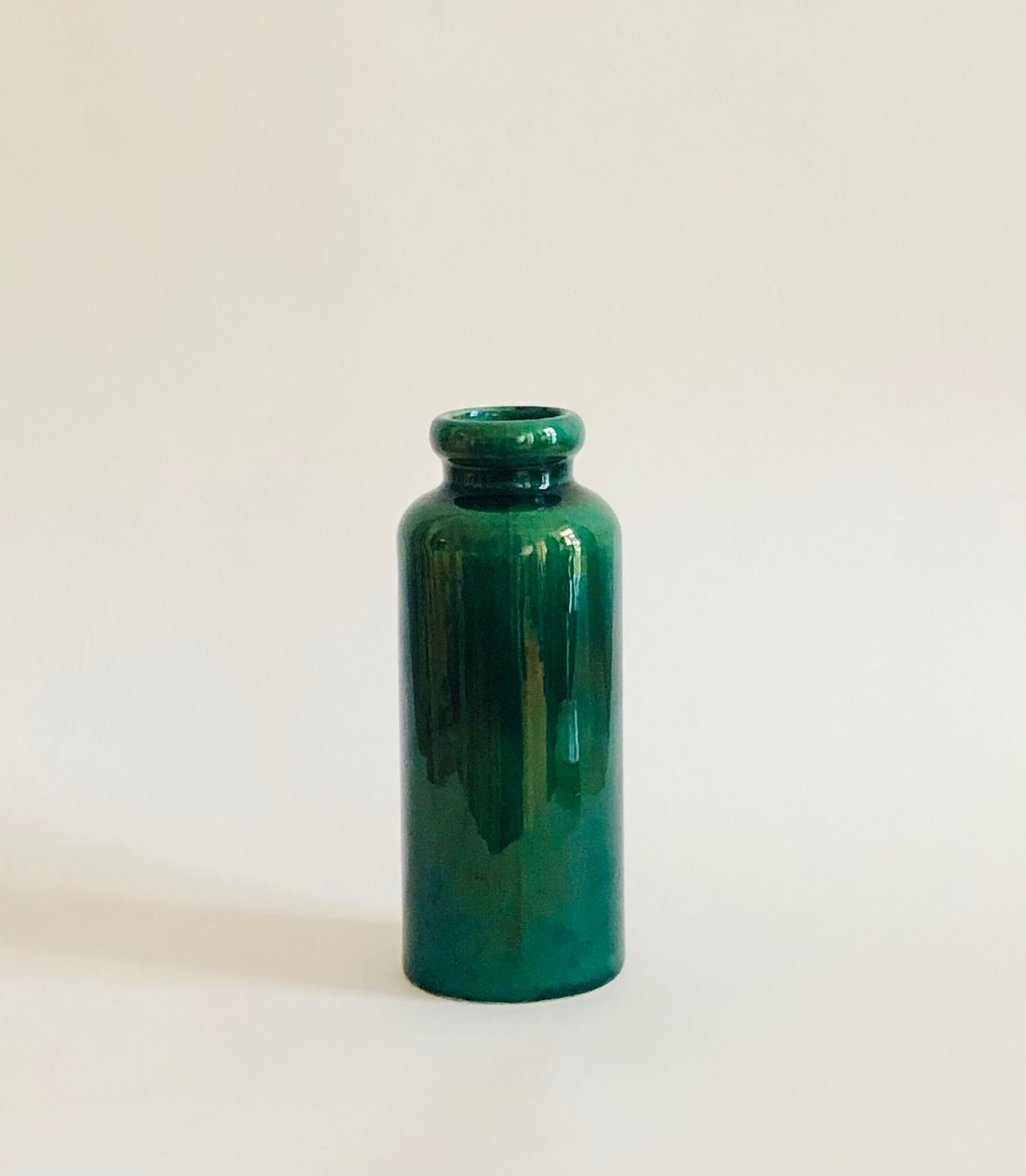 Soliflore vase in iridescent green ceramic West Germany