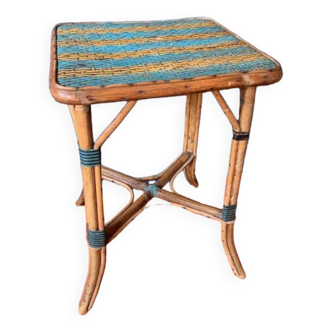 Antique rattan and bamboo side table, late 19th century
