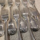 12 silver-plated metal snail forks by silversmith Noel Collet, shell design