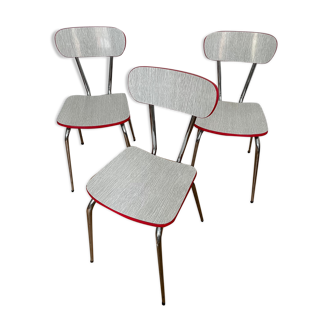 Lot de 3 chaises Formica années 60