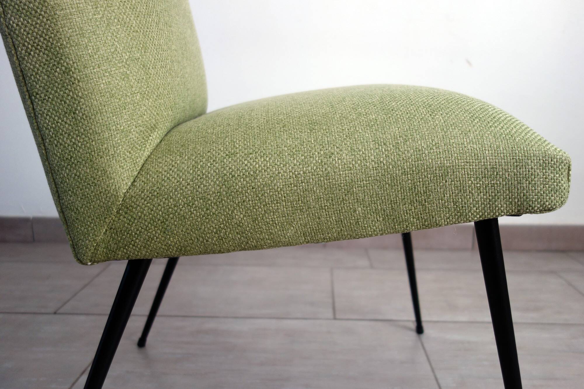 Vintage restored fabric and metal chair from the 50s/60s