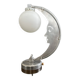 Lampe lune avec visage en aluminium et opaline blanche vers 1930