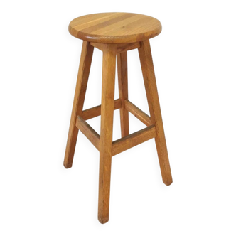 Tabouret de bar yougoslave en chêne, années 1980