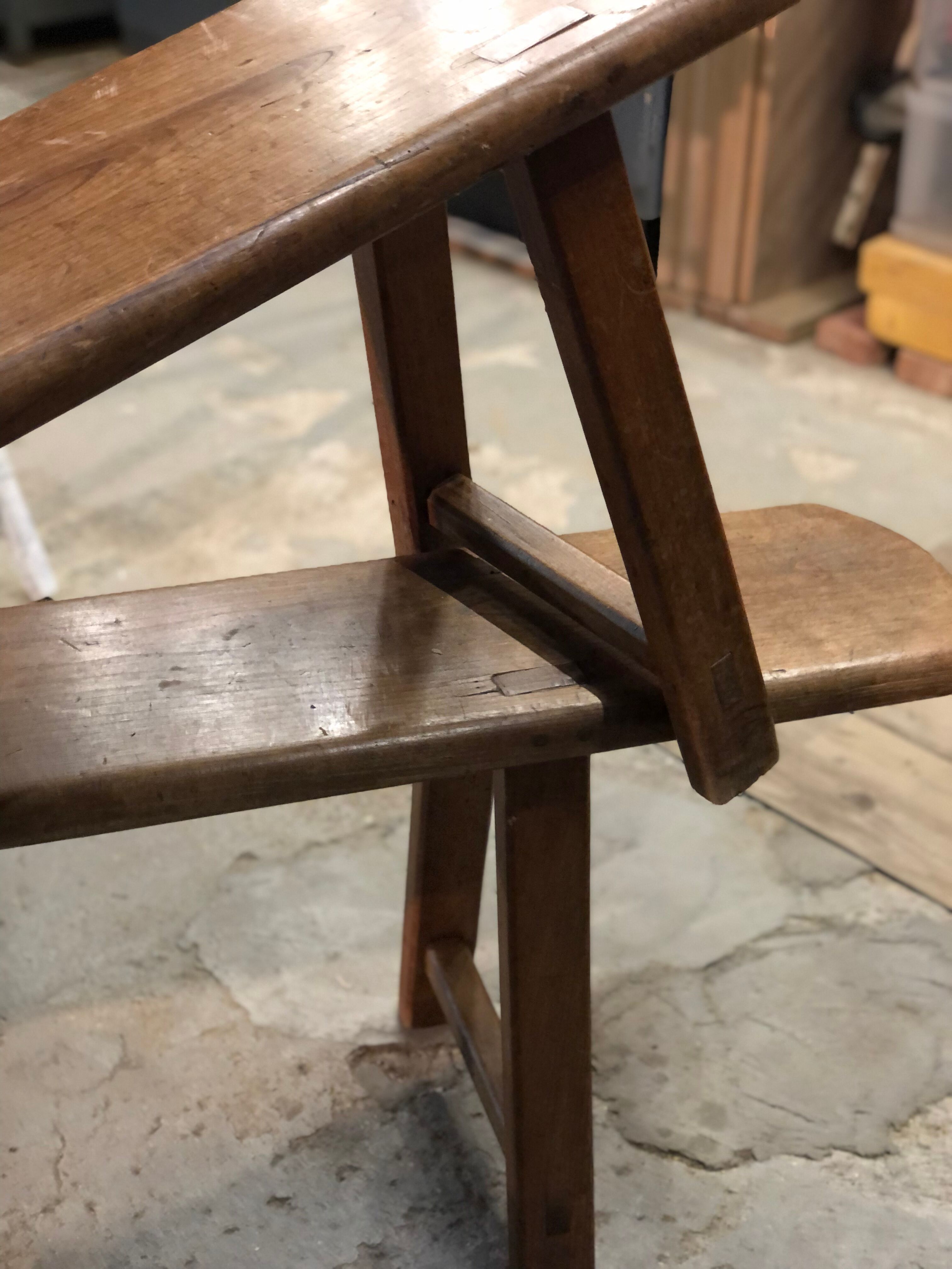 Old solid oak farm bench