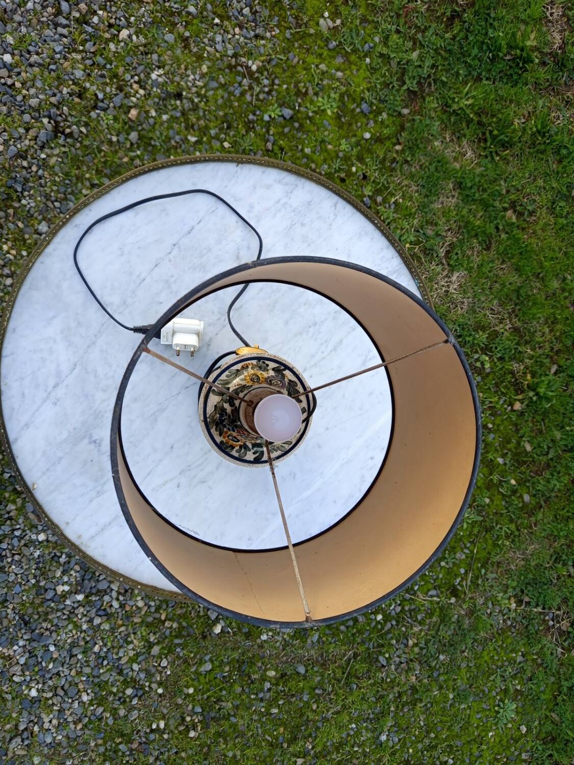 Lampe à poser en céramique peinte à la main – style provençal vintage