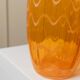 Orange Murano glass vase, XL 34cm, 1970s Italy, white stripes and wavy rim