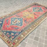 Tapis d'orient fait main de couloir caucasien ancien Kazak  3,09 x 1,52 m