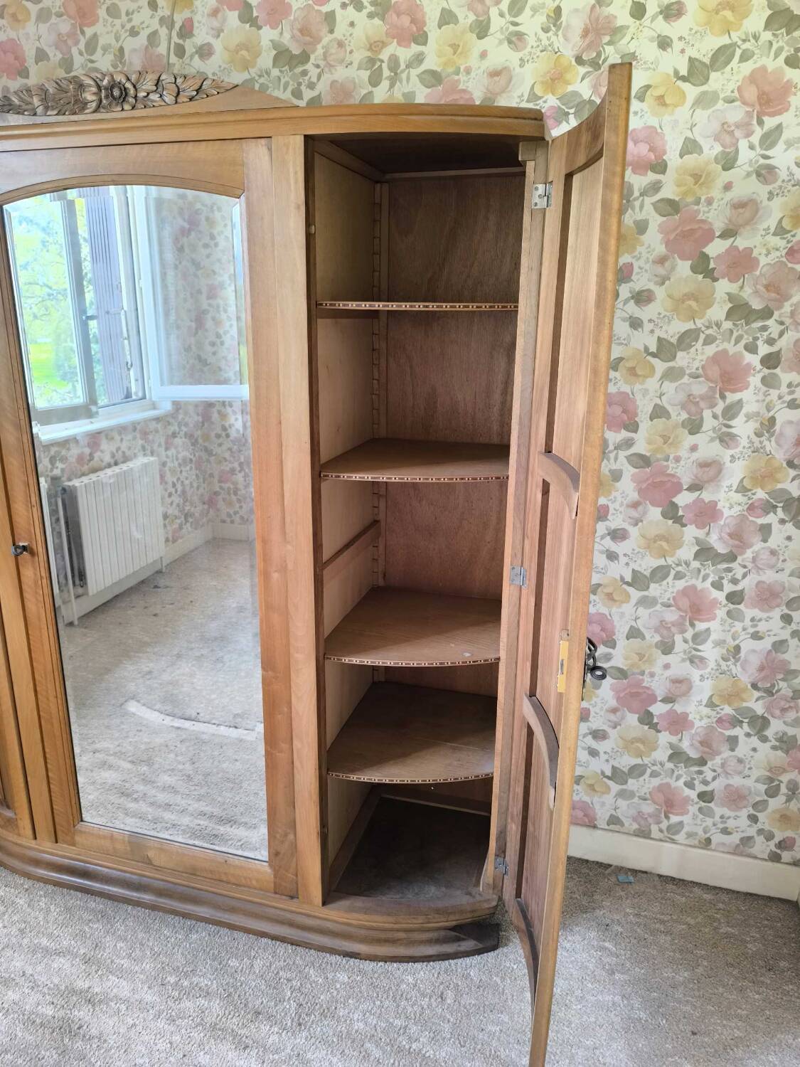 Art Deco wardrobe with mercury mirror