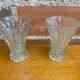 Pair Antique Clear Molded Vase Vintage Decoration #C596