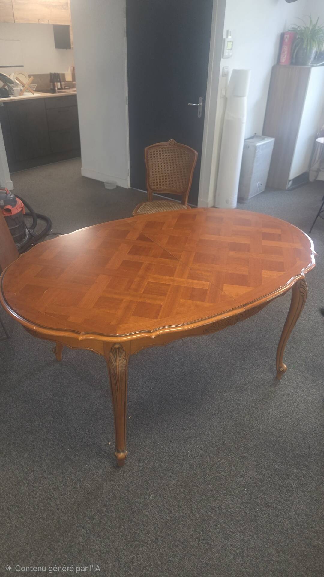 Louis XV extendable table + 6 chairs