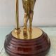 Vintage Peris Andreu lamp in bronze and wood from the 1970s.