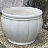 White glazed ceramic pot cover slurry vintage fruit