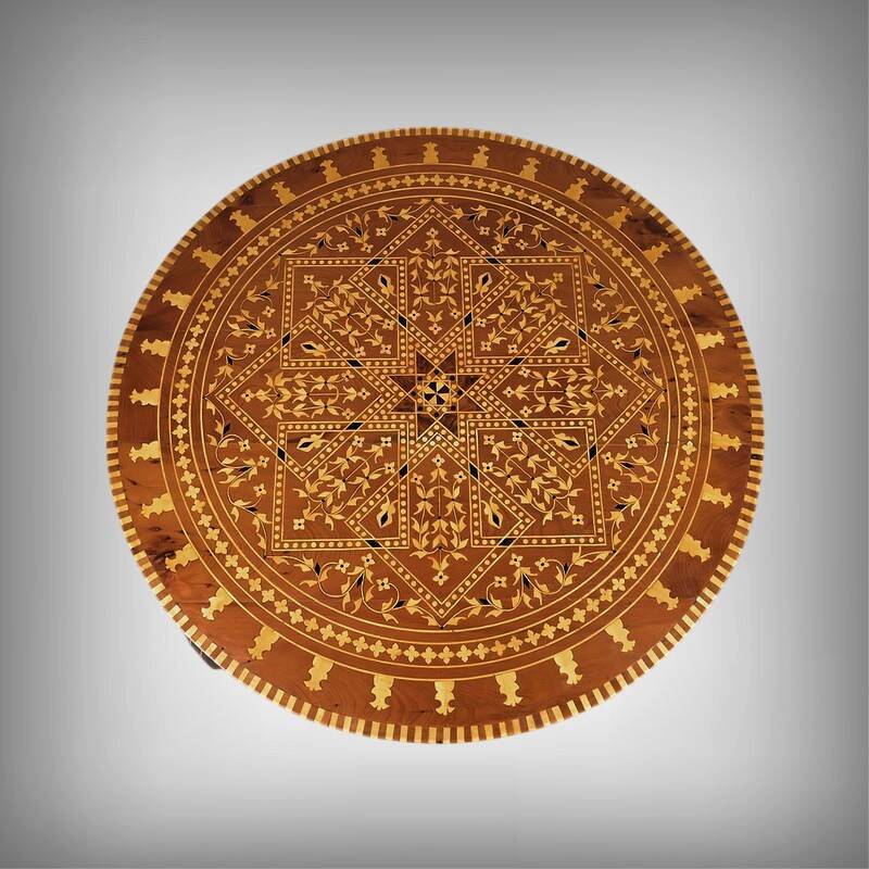 Large Moroccan Tea Table in Marquetry – 20th Century