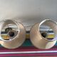 Pair of ancient ceramic lamp Moustiers style with vintage cream lampshades