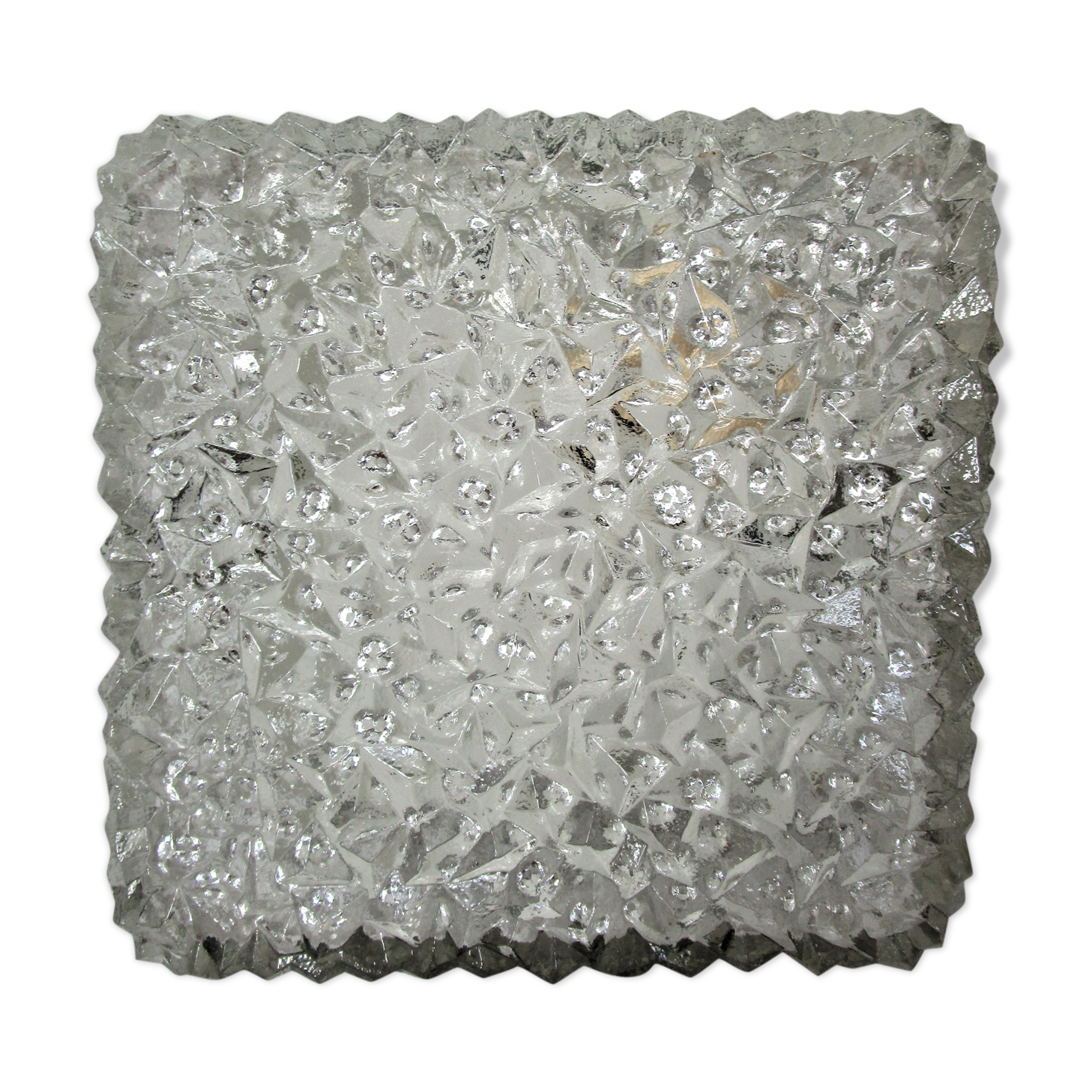 Holophane brand square wall light in moulded thick glass
