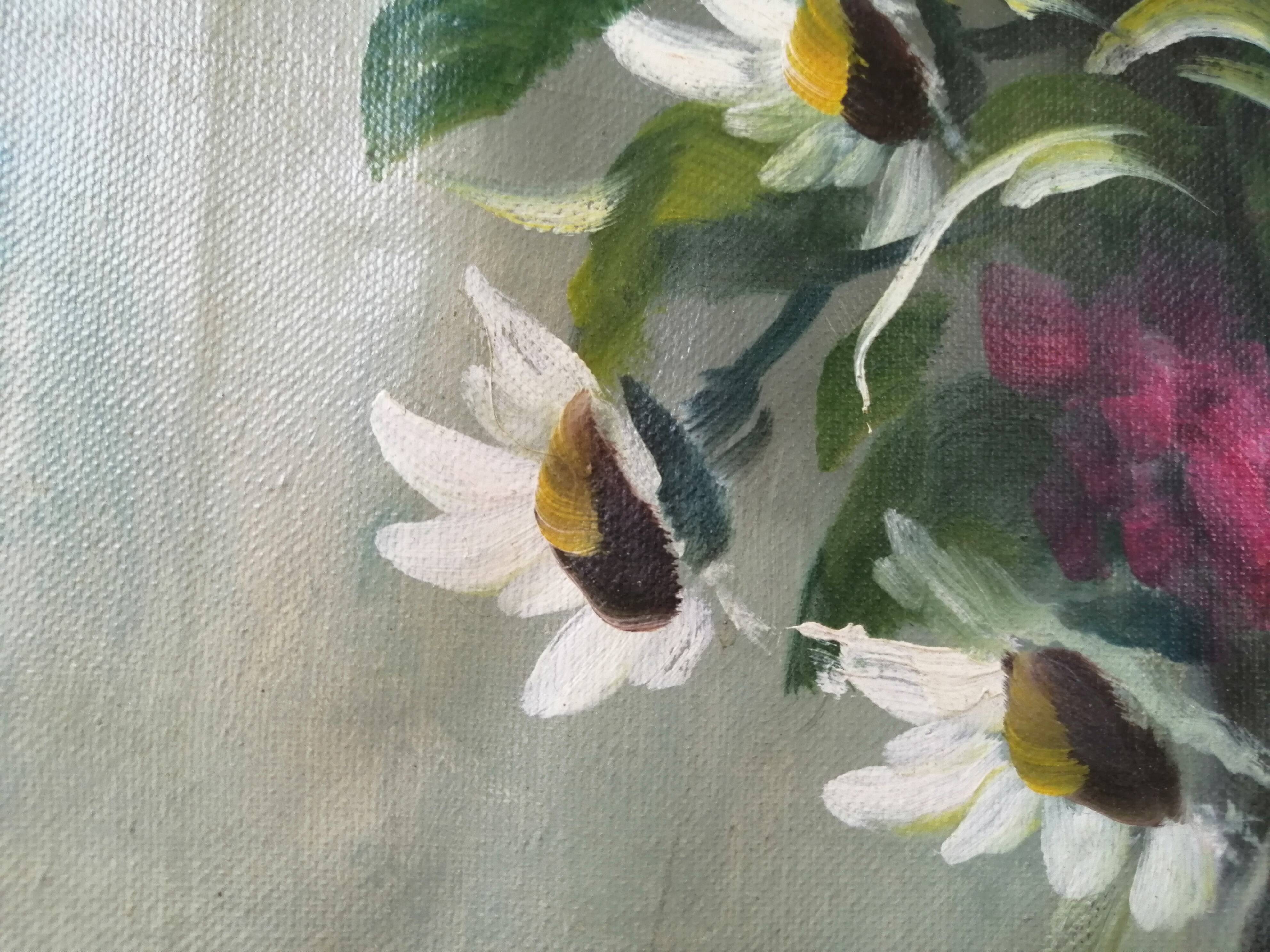 Still life with daisies and flowers in vase