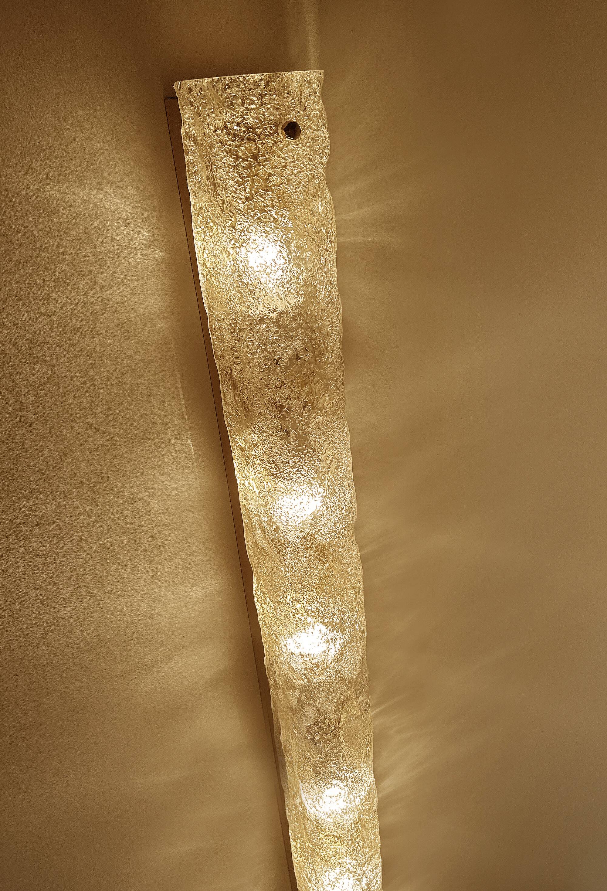Large Vintage Murano Glass Brass Wall Lamp