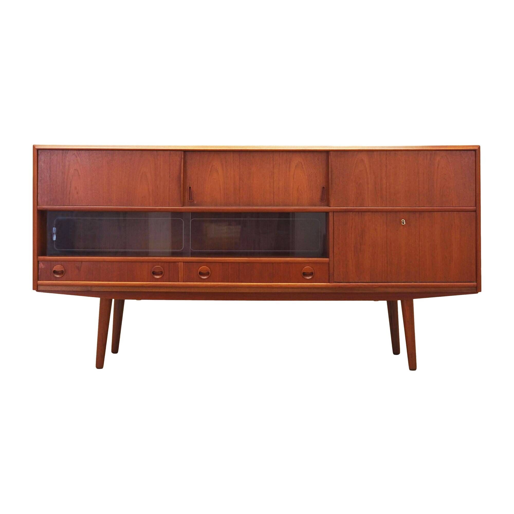 Buffet haut en teck, design danois, années 1970, production : Danemark