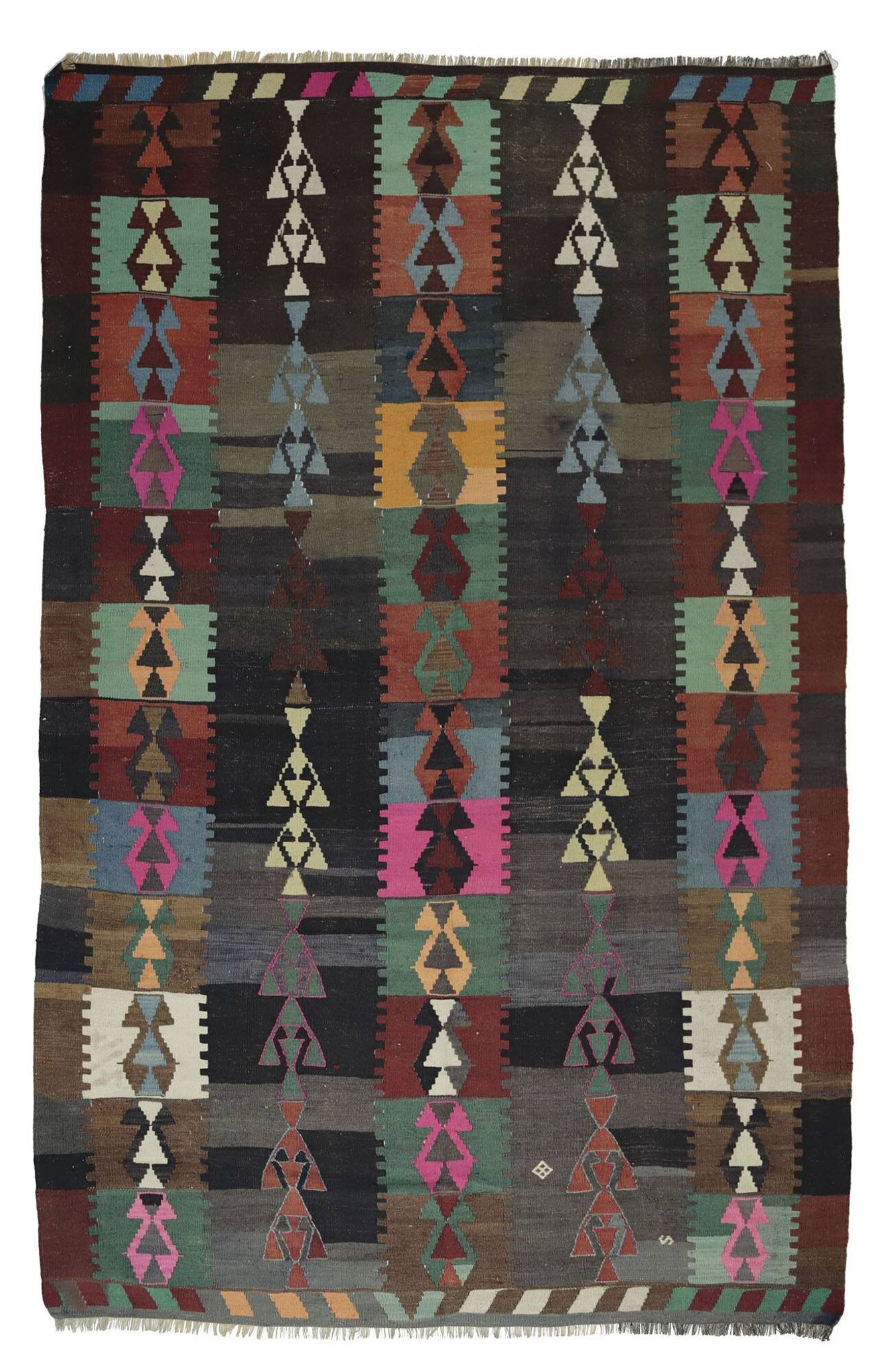 Turkish Anatolian Handmade Vintage Area Kilim Rug 286 cm x 188 cm