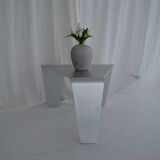 Sculptural Brushed Aluminum Side Table, Minimalist Contemporary Design