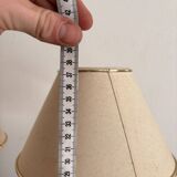 Pair of Brass-Gilded Bouillotte Lamps Vintage Wood Neo-Classical Shade